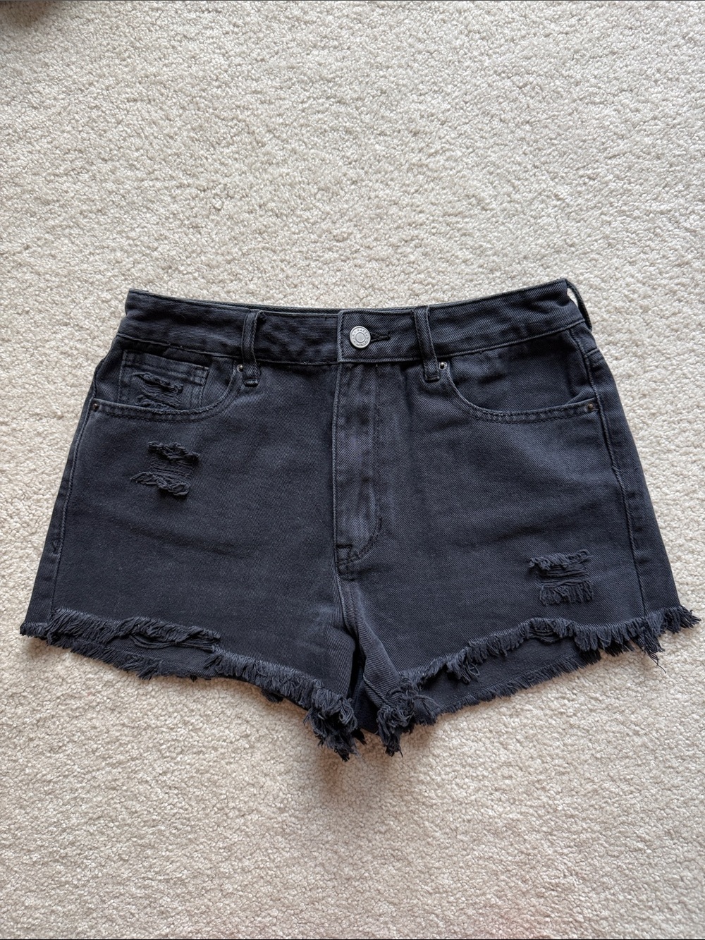 PacSun Black High-Rise Distressed Denim Shorts